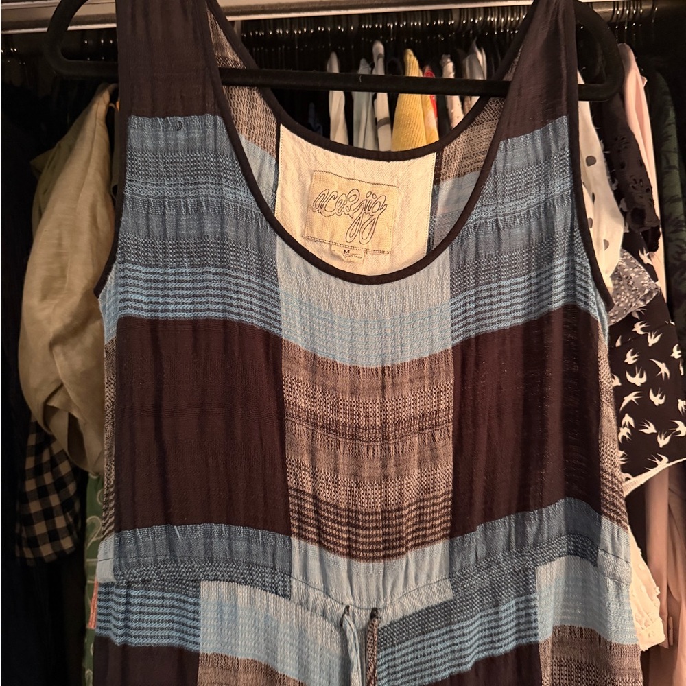Ace & Jig Plaid Blue and Black Jumpsuit - Picture 2 of 4